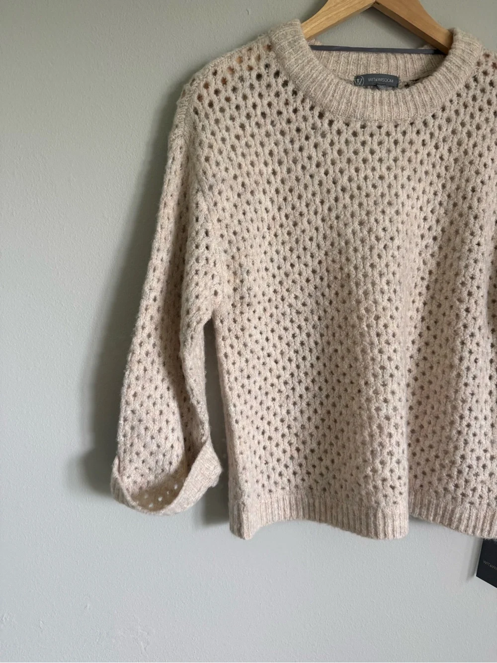 NWT Wit & Wisdom Open-Knit Crewneck Cuffed Sweater